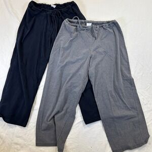 Lot of 2 ProSpirit Womens Drawstring Lounge Pants Black Gray Large Wide Leg